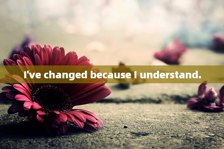 I've changed because I understand.