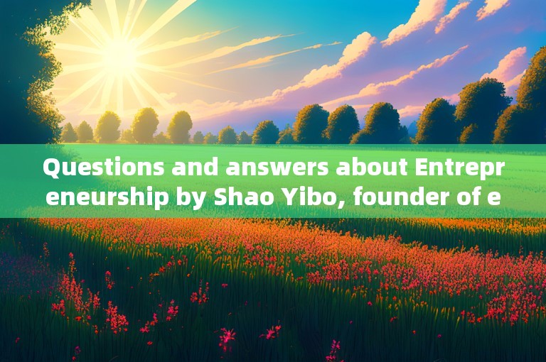 Questions and answers about Entrepreneurship by Shao Yibo, founder of eBay