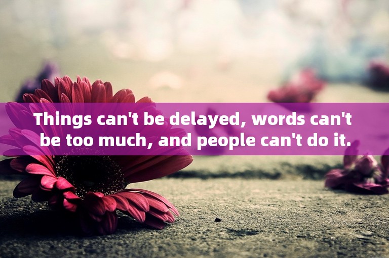 Things can't be delayed, words can't be too much, and people can't do it.