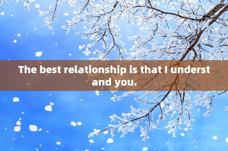 The best relationship is that I understand you.